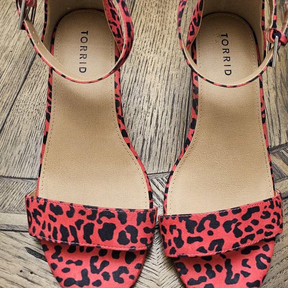 Torrid Pink and Black Sandals with Bold Design